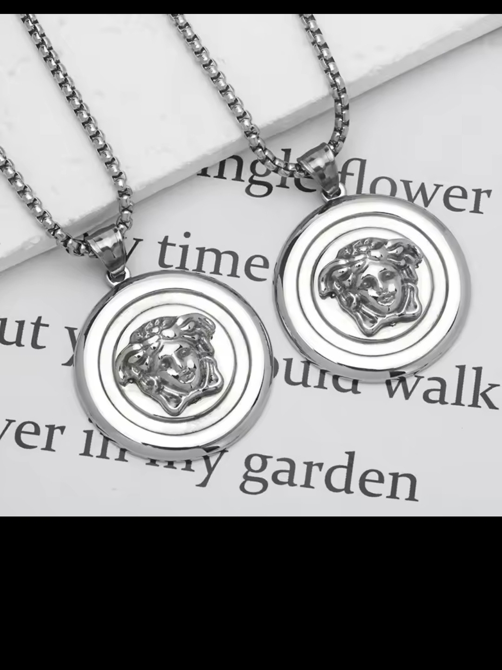 Silver Medusa Pendant Necklace for Men - Stainless Steel